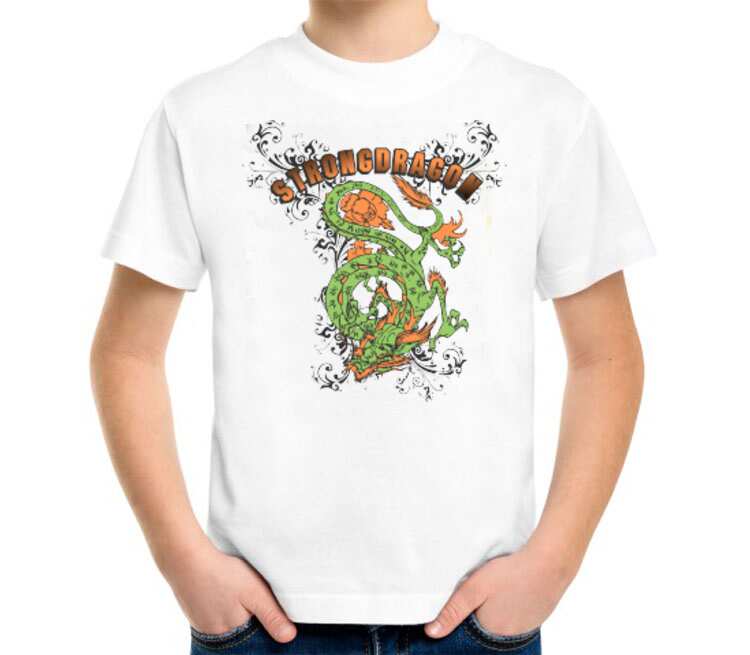 Strong Dragon детская футболка с коротким рукавом (цвет: белый)