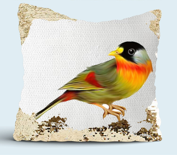 Птичка подушка с пайетками (цвет: белый + золотой)