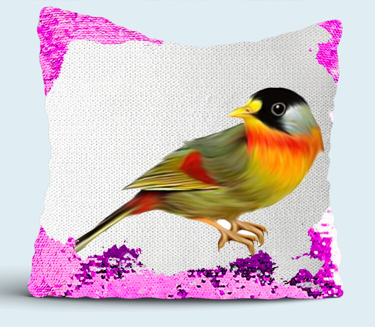 Птичка подушка с пайетками (цвет: белый + сиреневый)