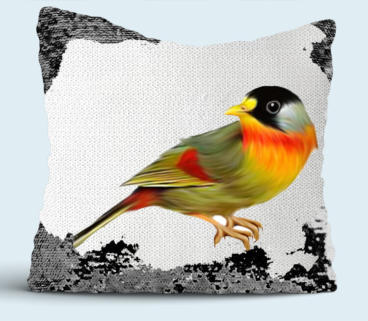 Птичка подушка с пайетками (цвет: белый + черный)