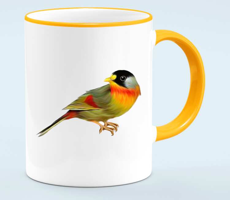 Птичка кружка с кантом (цвет: белый + оранжевый)