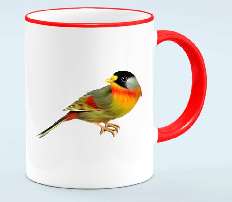 Птичка кружка с кантом (цвет: белый + красный)