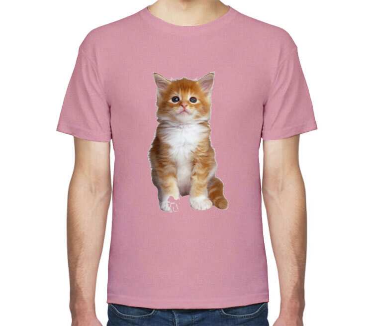 Киска мужская футболка с коротким рукавом (цвет: розовый меланж)