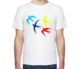 Птицы мужская футболка с коротким рукавом (цвет: белый)