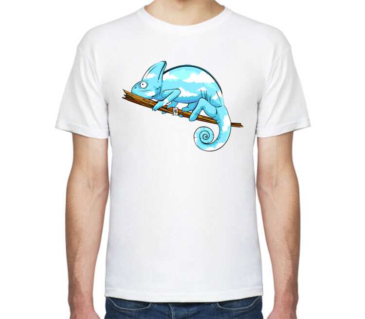 Хамелеон мужская футболка с коротким рукавом (цвет: белый)