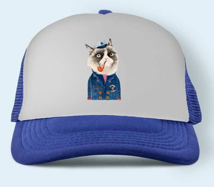 Кот моряк бейсболка (цвет: синий)