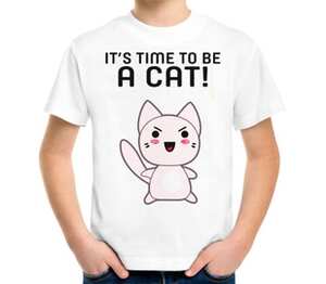 Life Cat детская футболка с коротким рукавом (цвет: белый)