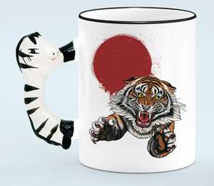 Бросок тигра кружка с ручкой в виде зебры (цвет: белый + черный)