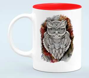 Doodle Owl кружка хамелеон двухцветная (цвет: белый + красный)