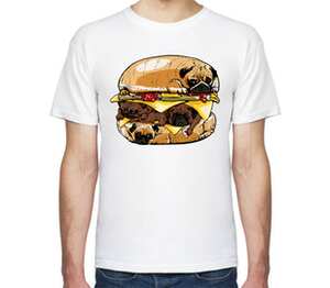 Мопс Бургер мужская футболка с коротким рукавом (цвет: белый)