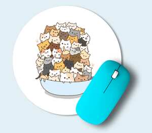 Чашка с котейками коврик для мыши круглый (цвет: белый)