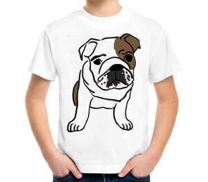 Собака (английский бульдог) детская футболка с коротким рукавом (цвет: белый)