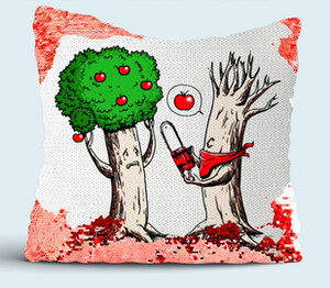 Creative подушка с пайетками (цвет: белый + красный)