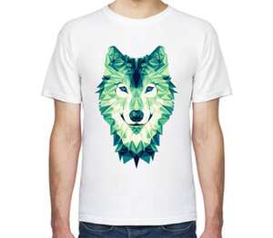 Полигональный Волк мужская футболка с коротким рукавом (цвет: белый)