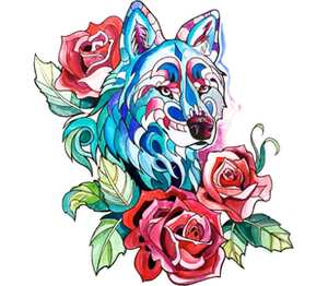 Волк и розы кружка с ручкой в виде зебры (цвет: белый + черный)