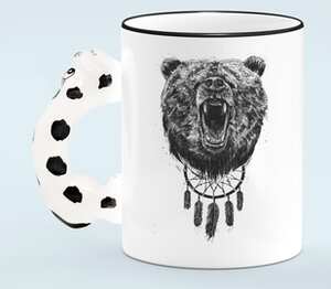 Медведь кружка с ручкой в виде собаки (цвет: белый + черный)