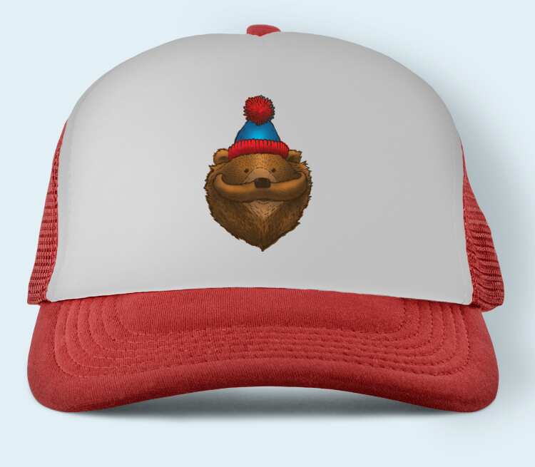 Медведь с усами бейсболка (цвет: красный)