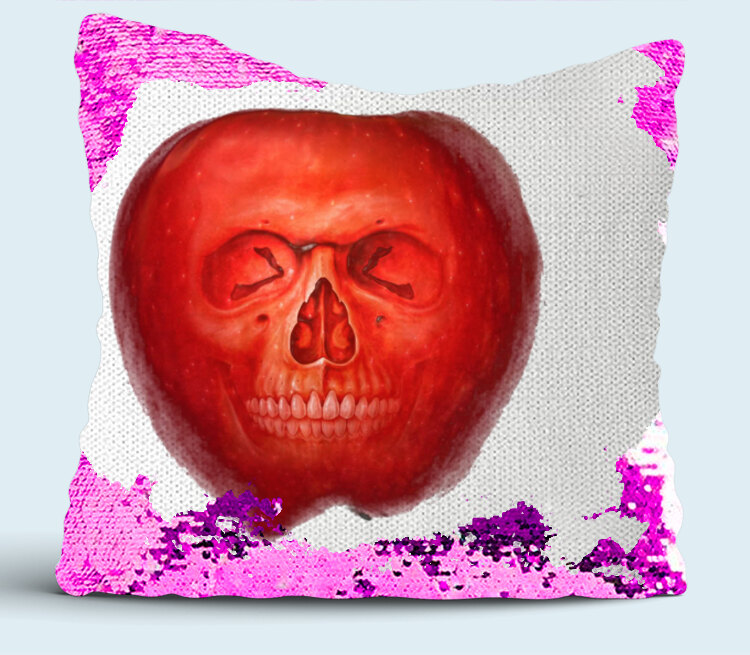Skull Art подушка с пайетками (цвет: белый + сиреневый)