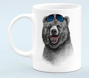 Позитивный медведь в солнечных очках кружка белая (цвет: белый)