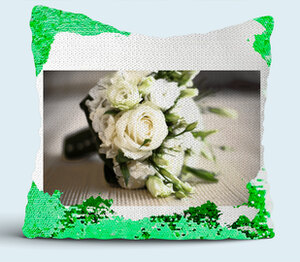 Букет невесты. подушка с пайетками (цвет: белый + зеленый)