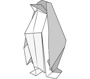 Пингвин Оригами слюнявчик (цвет: белый + красный)