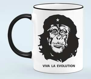 Viva La Evolution кружка с кантом (цвет: белый + черный)