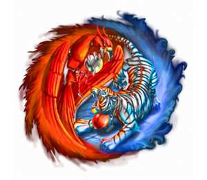 Yin Yang кружка хамелеон двухцветная (цвет: белый + голубой)