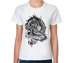Lion in Cages женская футболка с коротким рукавом (цвет: белый)