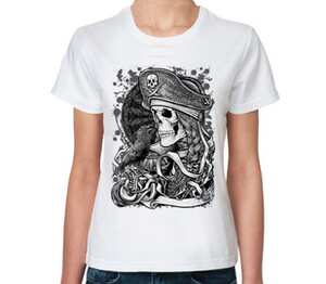 Пират женская футболка с коротким рукавом (цвет: белый)
