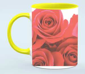 Bunch of roses - букет роз кружка двухцветная с полной запечаткой (цвет: белый + желтый)