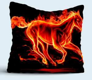 Running horse - огненная лошадь подушка (цвет: белый)