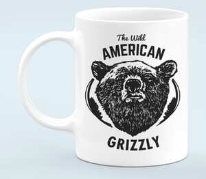 The wild american grizzly - дикий американский гризли кружка белая (цвет: белый)