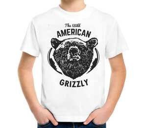 The wild american grizzly - дикий американский гризли детская футболка с коротким рукавом (цвет: белый)
