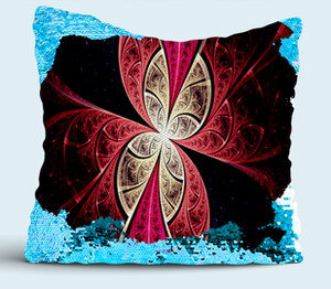 Abstract art - абстрактный рисунок подушка с пайетками (цвет: белый + синий)