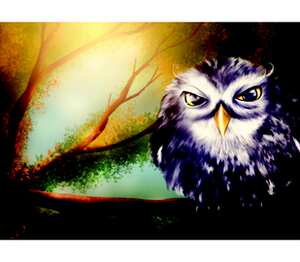 Night owl - сова подушка с пайетками (цвет: белый + синий)