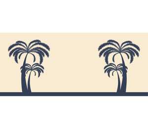 Palm trees on beach - пальмы на пляже кружка двухцветная с полной запечаткой (цвет: белый + голубой)