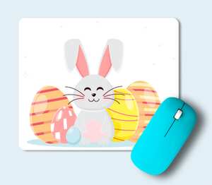 Cute rabbit  - милый кролик  коврик для мыши прямоугольный (цвет: белый)