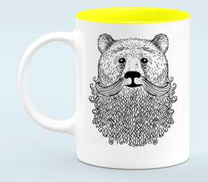 Бородатый медведь кружка хамелеон двухцветная (цвет: белый + желтый)