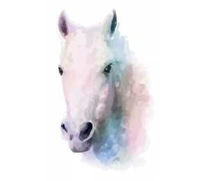 Акварельная лошадь кружка с кантом (цвет: белый + черный)