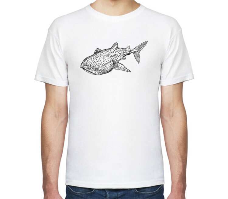 Китовая акула мужская футболка с коротким рукавом (цвет: белый)