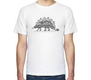 Динозавр в индейском стиле мужская футболка с коротким рукавом (цвет: белый)