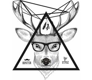 Олень хипстер (hipster style deer) кружка с кантом (цвет: белый + зеленый)