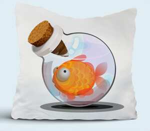 Рыбка в аквариуме подушка (цвет: белый)