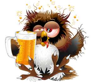 Пьяная сова с кружкой пива бейсболка (цвет: черный)