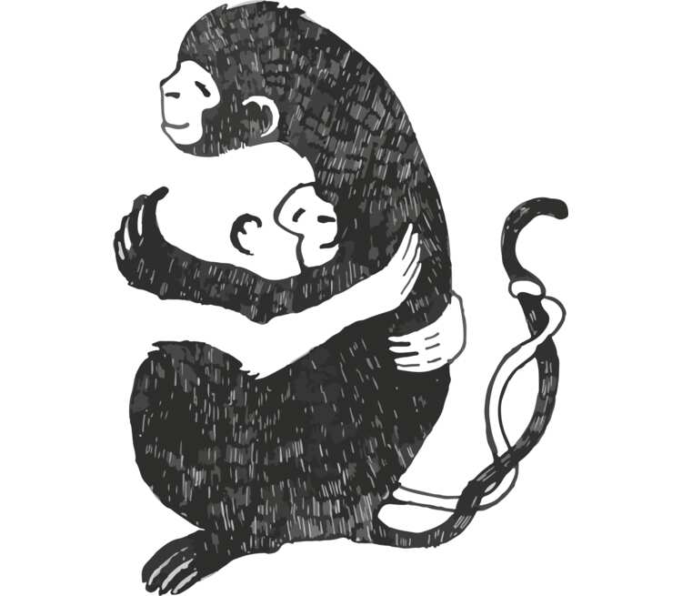 Обнимающиеся обезьянки кружка хамелеон (цвет: белый + синий)