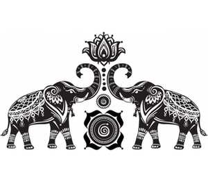 Индийские слоны кухонный фартук (цвет: белый + синий)