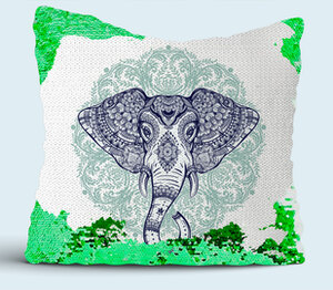 Слон подушка с пайетками (цвет: белый + зеленый)