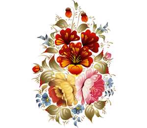 Цветок хохломой кружка с кантом (цвет: белый + розовый)
