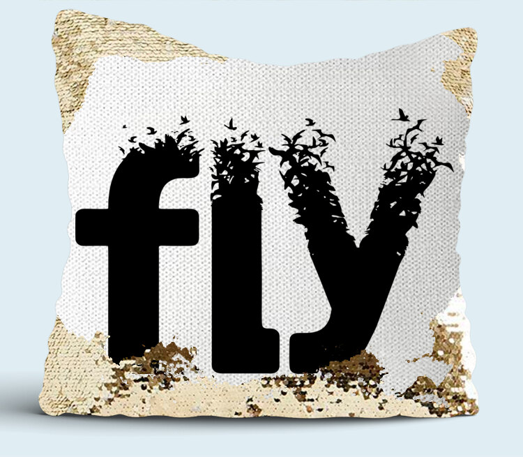 Fly подушка с пайетками (цвет: белый + золотой)