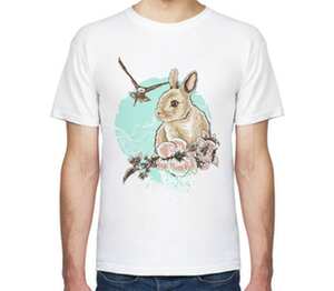 Маленький крольченок мужская футболка с коротким рукавом (цвет: белый)